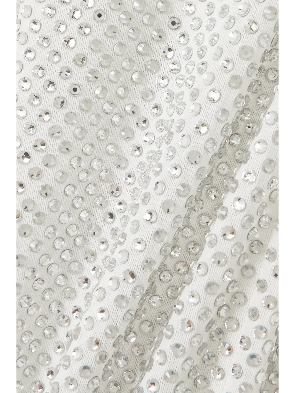 Close-up detail of the 16Arlington Solaria Crystal-embellished Mesh Maxi Dress