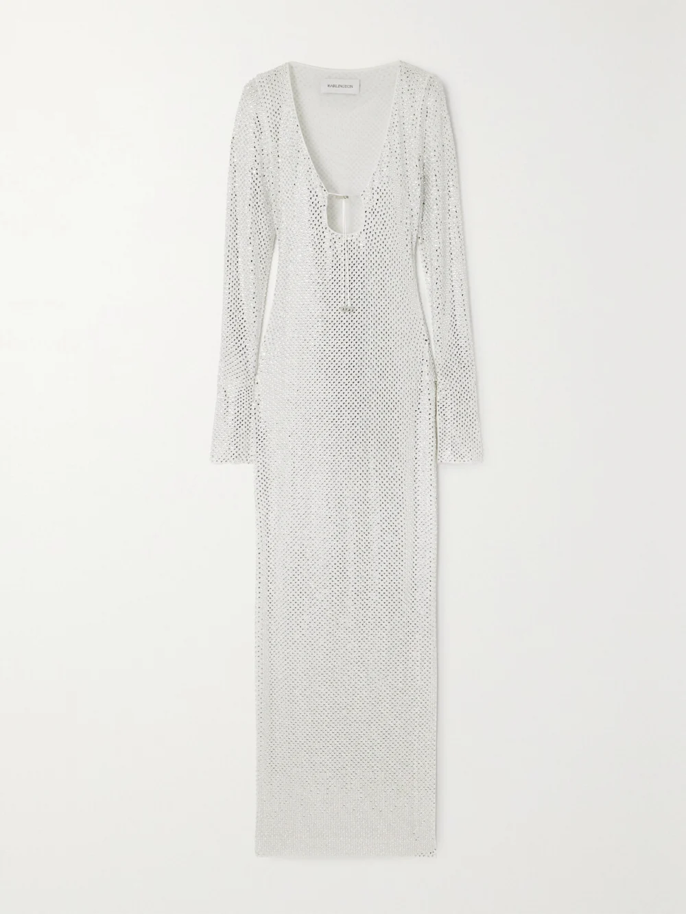 16Arlington Solaria Crystal-embellished Mesh Maxi Dress in white