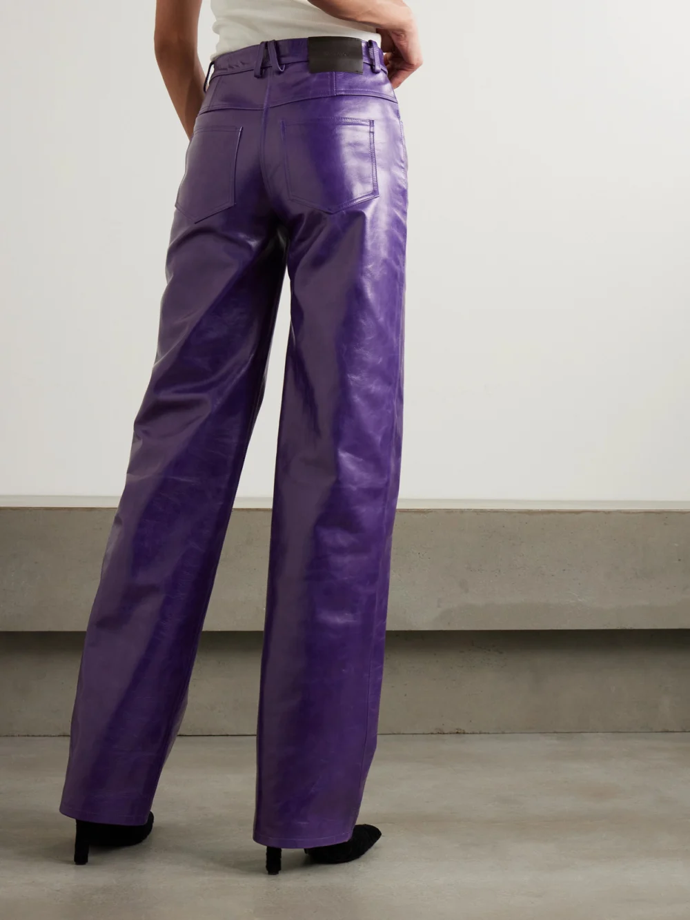 Back view of the 16Arlington Vante Leather Straight-leg Pants