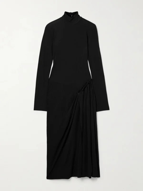 16Arlington Vento Pleated Draped Jersey Midi Dress