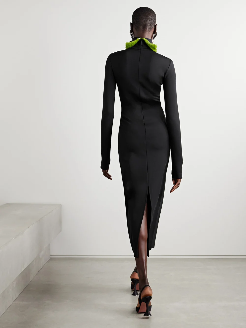 Back view of the 16Arlington Weir Sequin-embellished Cady Turtleneck Midi Dress