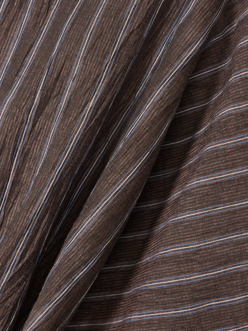 Close-up detail of the Abadia Amaya Striped Pleated Linen-blend Midi Dress