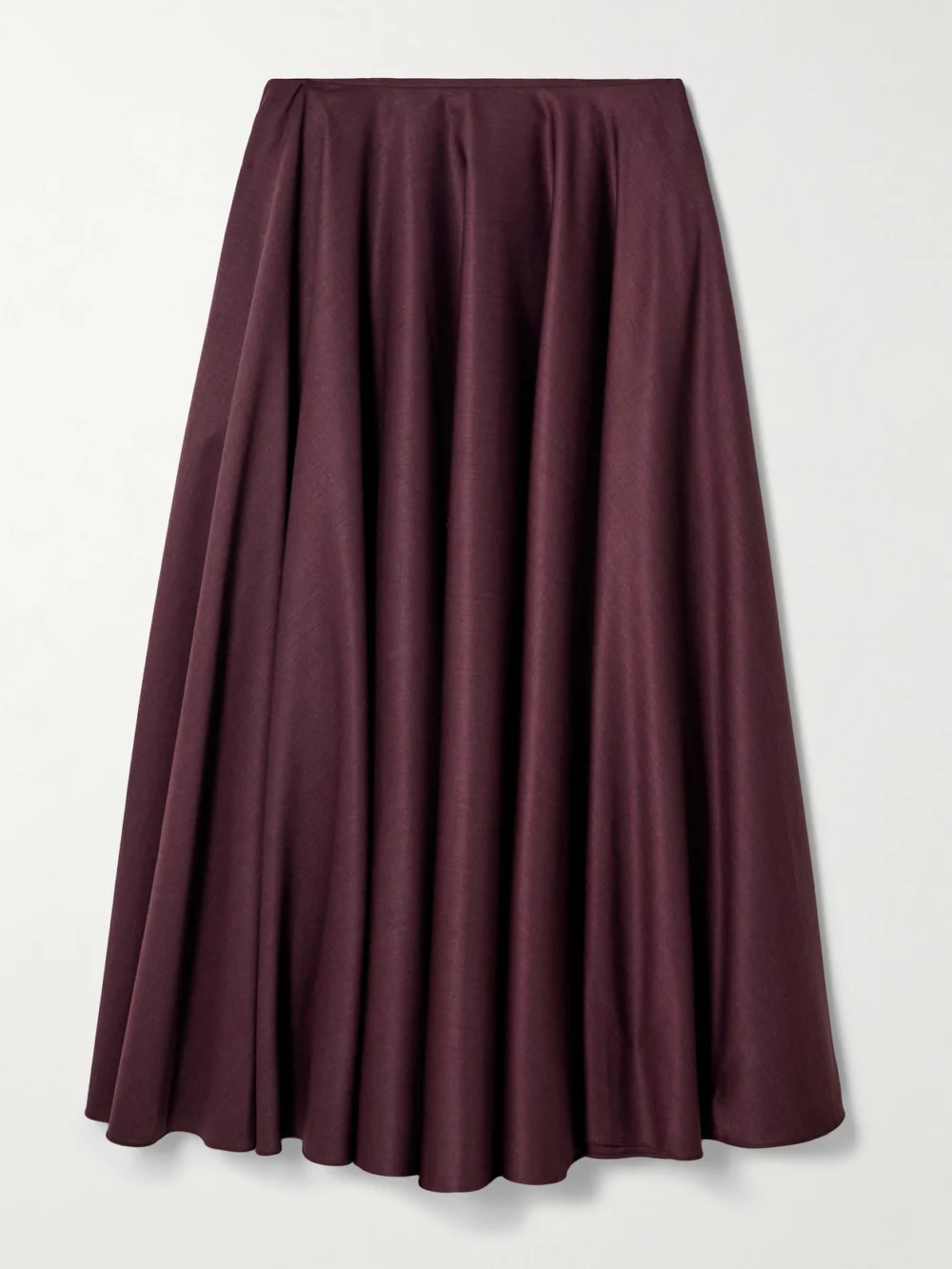 Abadia Gathered Wool-blend Twill Maxi Skirt in burgundy