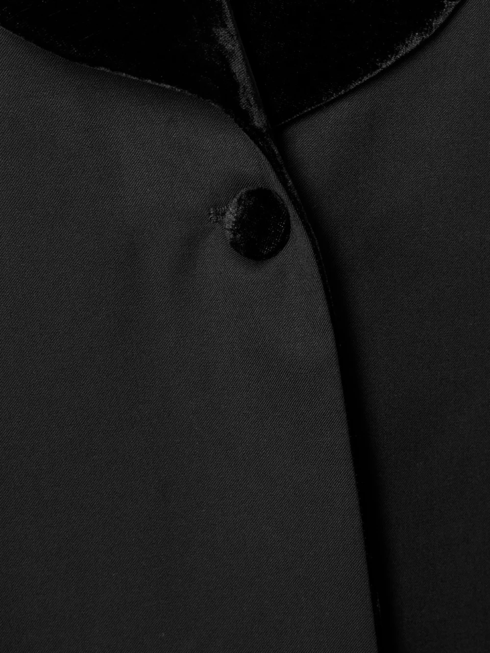 Close-up detail of the Abadia Joud Crushed Velvet-trimmed Wool-blend Twill Coat