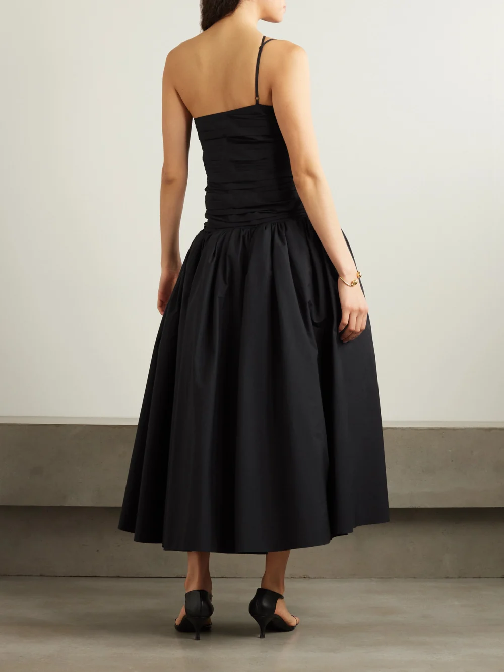 Back view of the Abadia Laana Gathered Cotton-blend Poplin Midi Dress