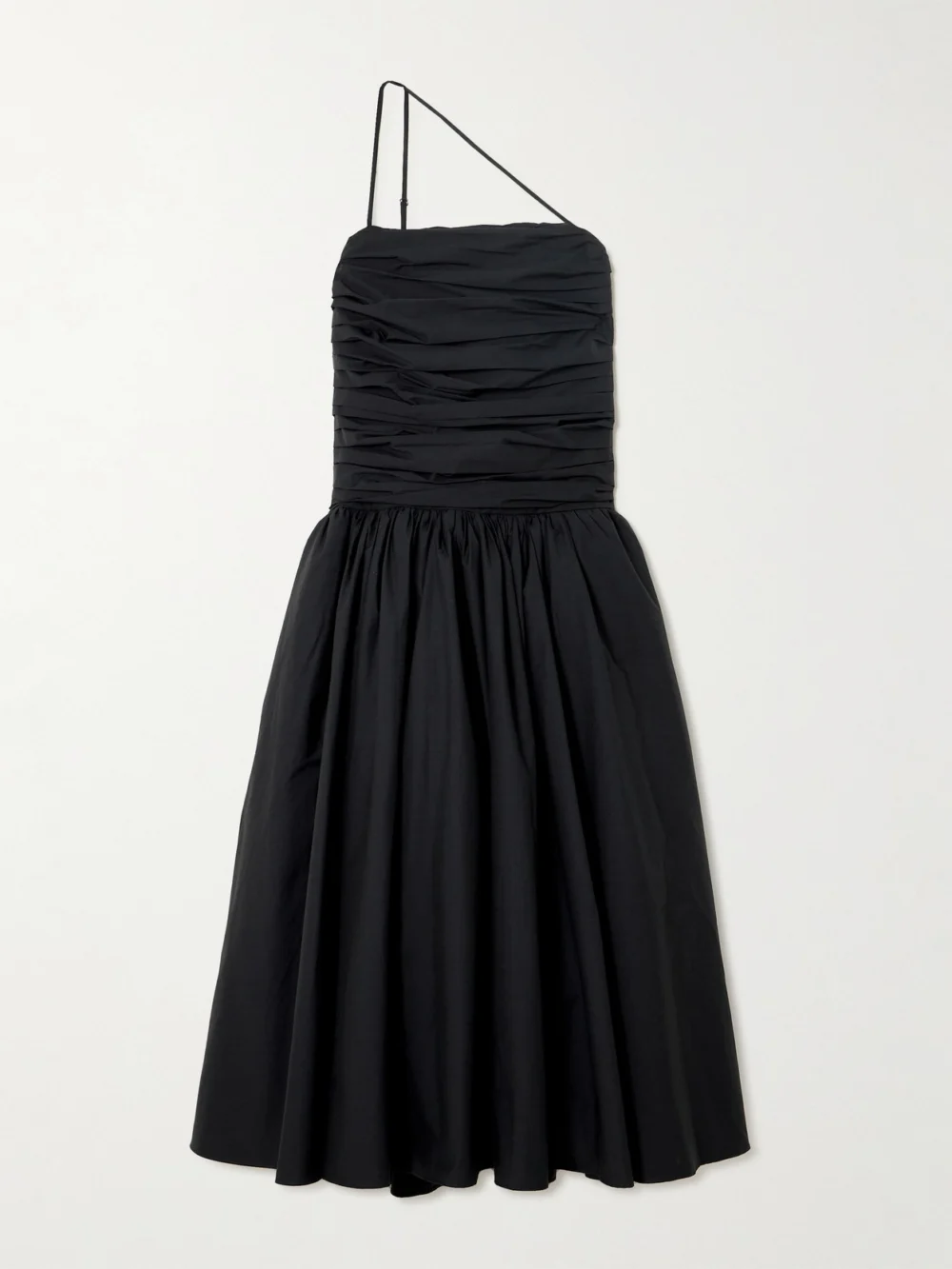 Abadia Laana Gathered Cotton-blend Poplin Midi Dress in black