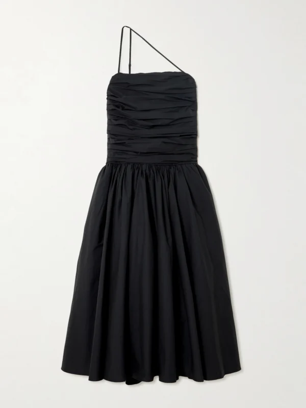 Abadia Laana Gathered Cotton-blend Poplin Midi Dress
