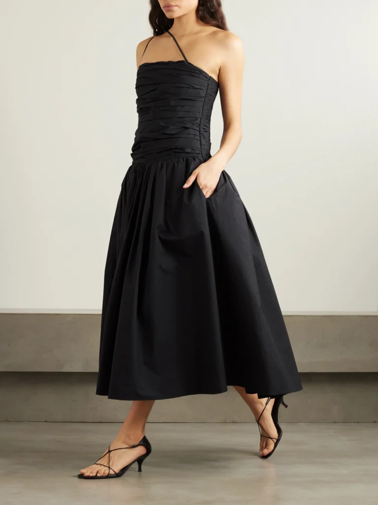Abadia Laana Gathered Cotton-blend Poplin Midi Dress