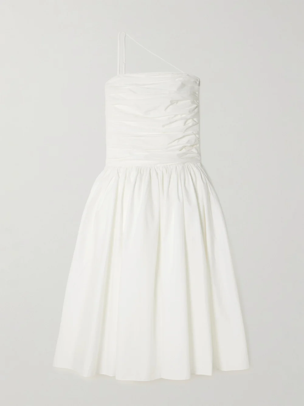 Abadia Laana Gathered Cotton-blend Poplin Midi Dress in white