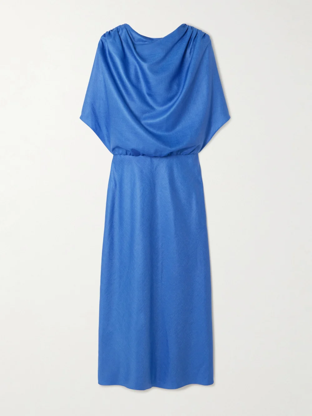 Abadia Mira Layered Knotted Charmeuse Midi Dress in blue