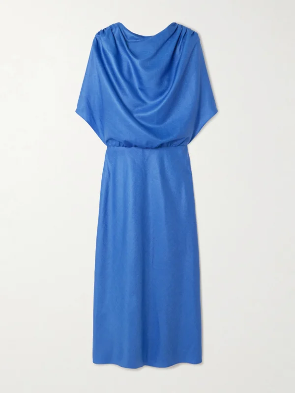 Abadia Mira Layered Knotted Charmeuse Midi Dress