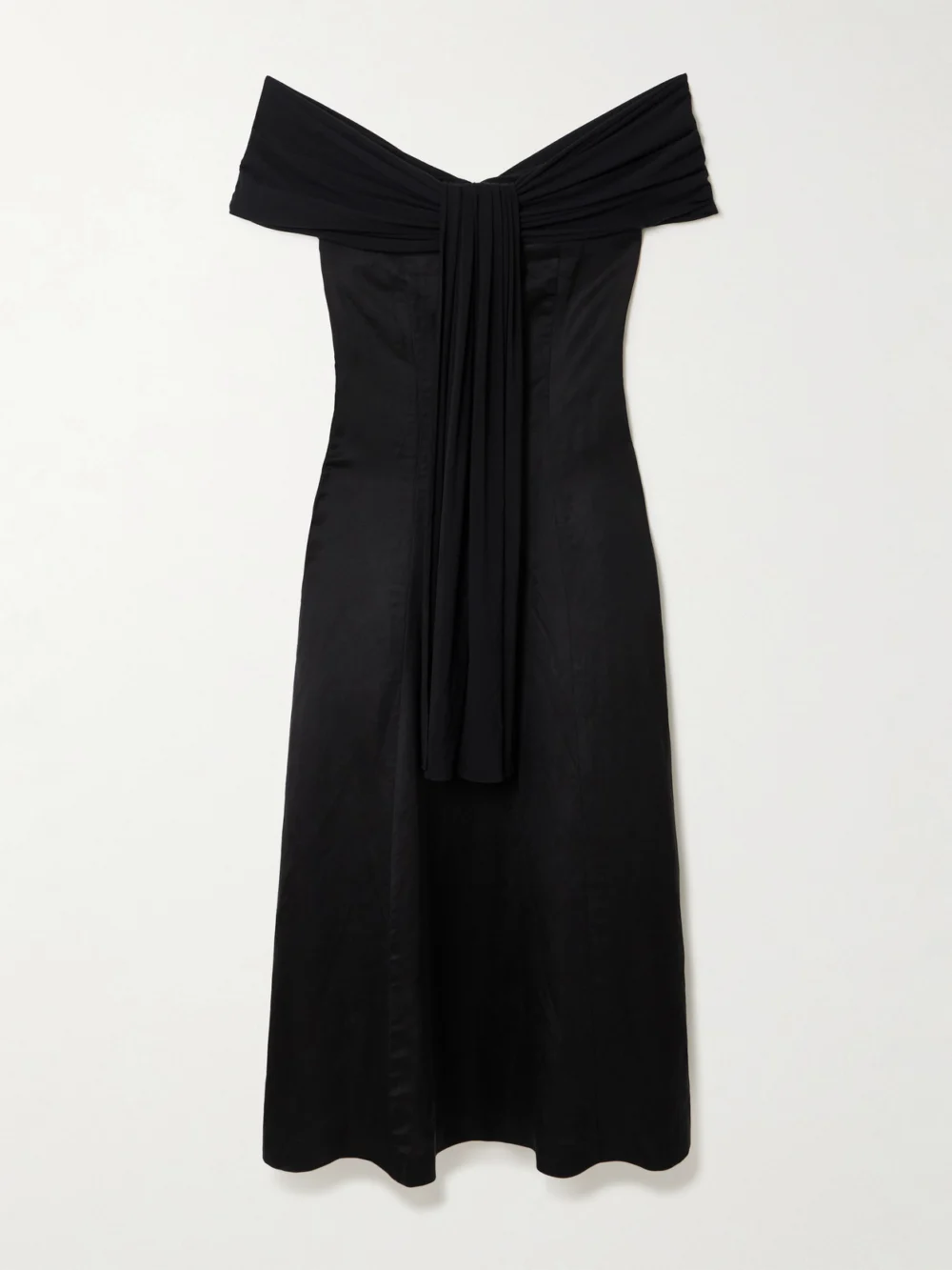 Abadia Off-the-shoulder Voile and Stretch-bamboo Jersey Midi Dress in black
