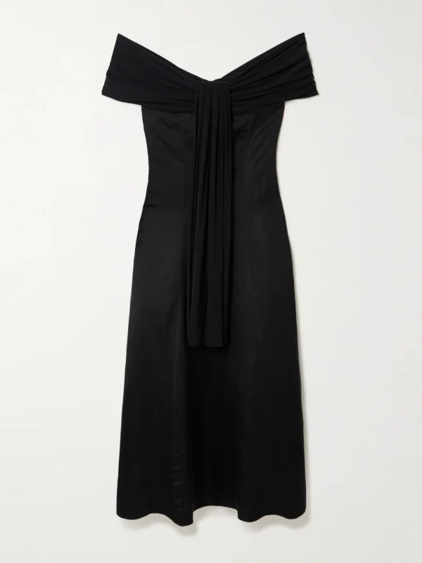 Abadia Off-the-shoulder Voile and Stretch-bamboo Jersey Midi Dress