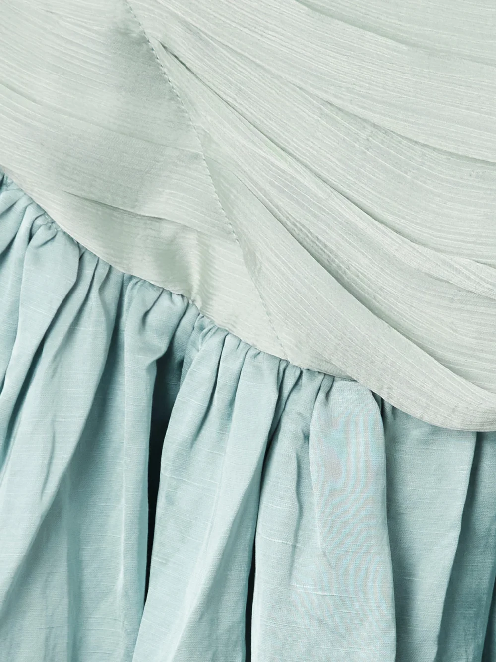 Close-up detail of the Abadia Ora Pleated Gathered Chiffon and Dupioni Midi Dress