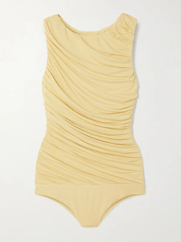 Abadia Ora Ruched Stretch-bamboo Jersey Bodysuit