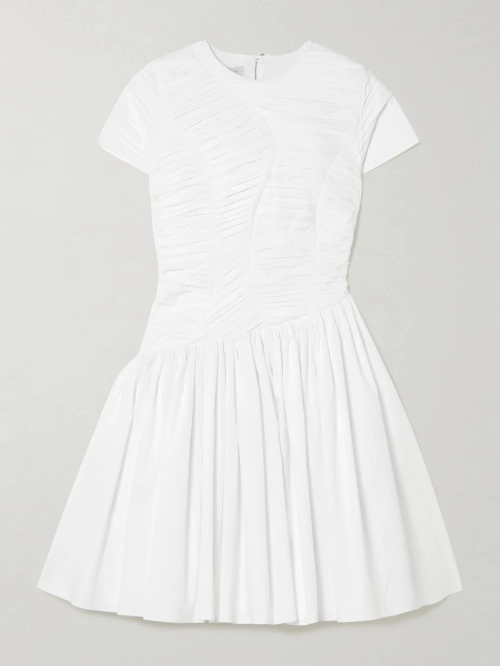 Abadia Paloma Gathered Cotton-blend Poplin Mini Dress in white