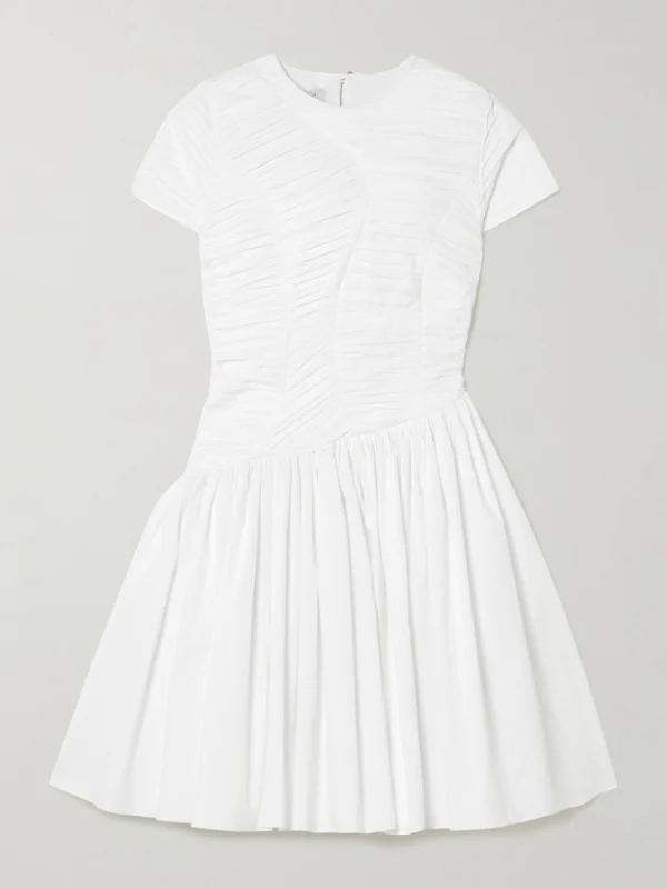 Abadia Paloma Gathered Cotton-blend Poplin Mini Dress