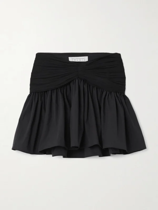 Abadia Ruched Chiffon-trimmed Poplin Mini Skirt