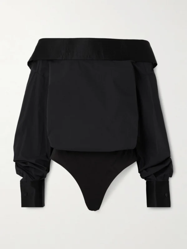 Abadia Satin-trimmed Cotton-blend Poplin Bodysuit