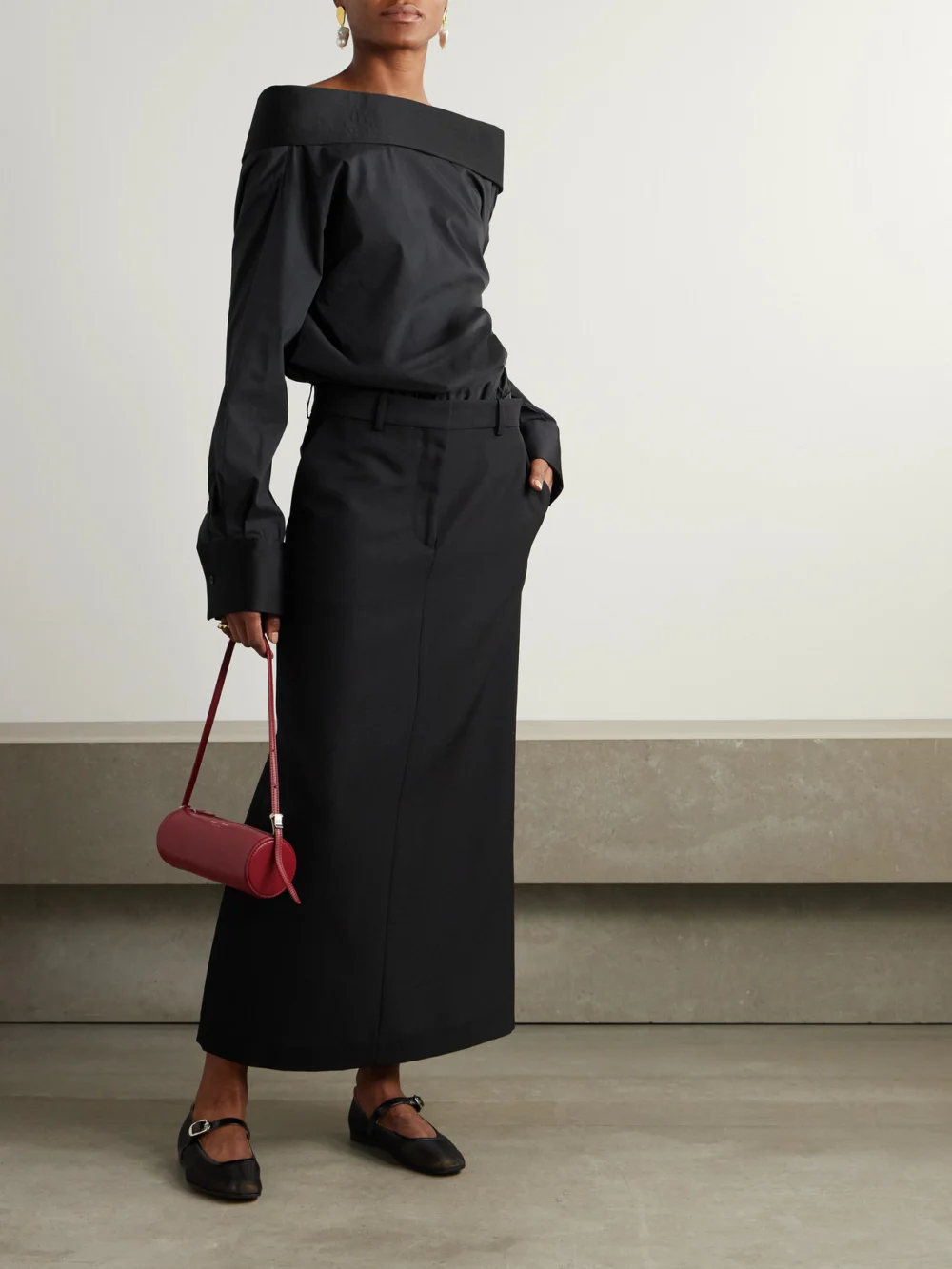 Abadia Satin-trimmed Cotton-blend Poplin Bodysuit, worn by a model