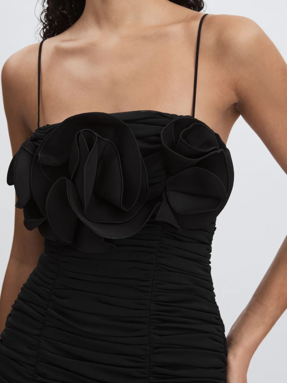 Acler Acler Women's Black Midi Dress with Rosettes, view 3