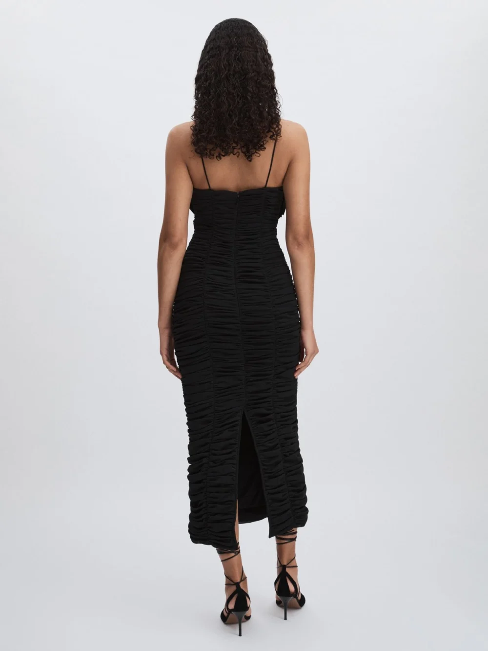 Acler Acler Women's Black Midi Dress with Rosettes, view 4