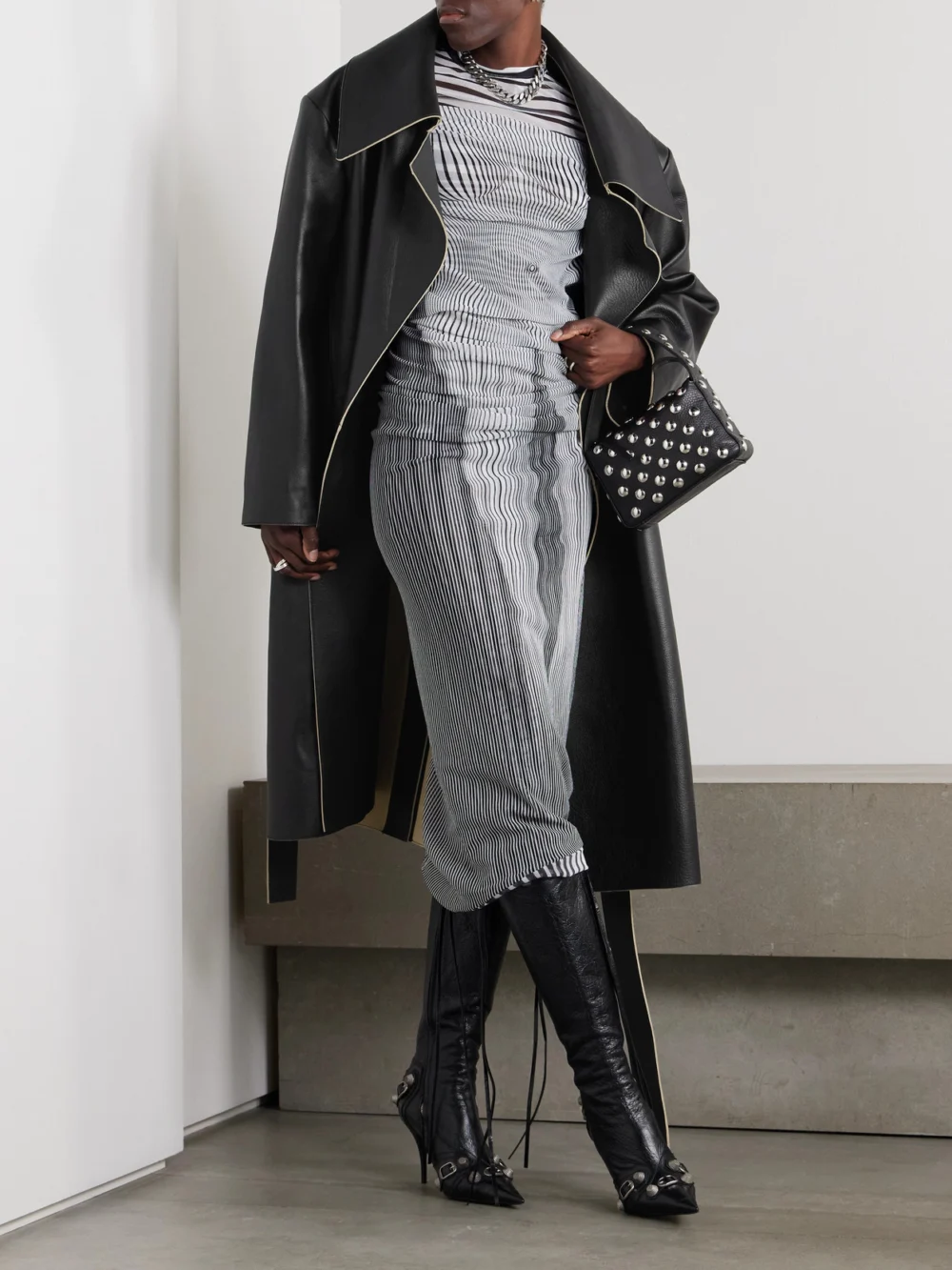 Acne Studios Belted Leather Coat, worn by a model