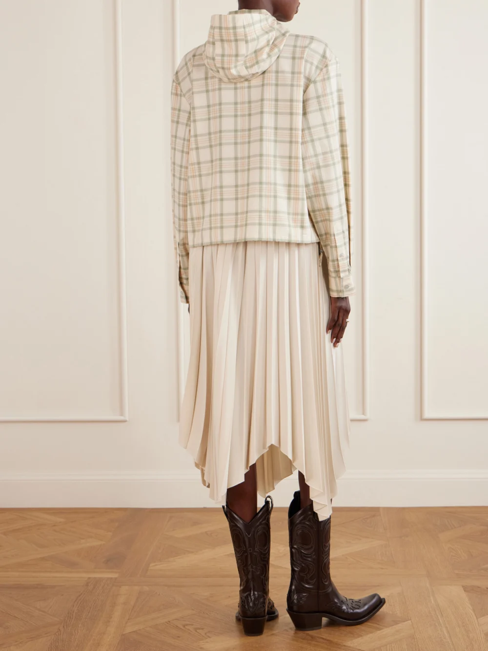Back view of the Acne Studios Cotton Checked-printed Jacket