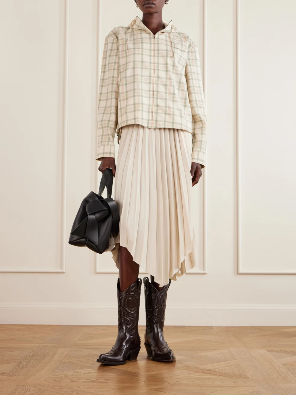 Acne Studios Cotton Checked-printed Jacket, worn by a model