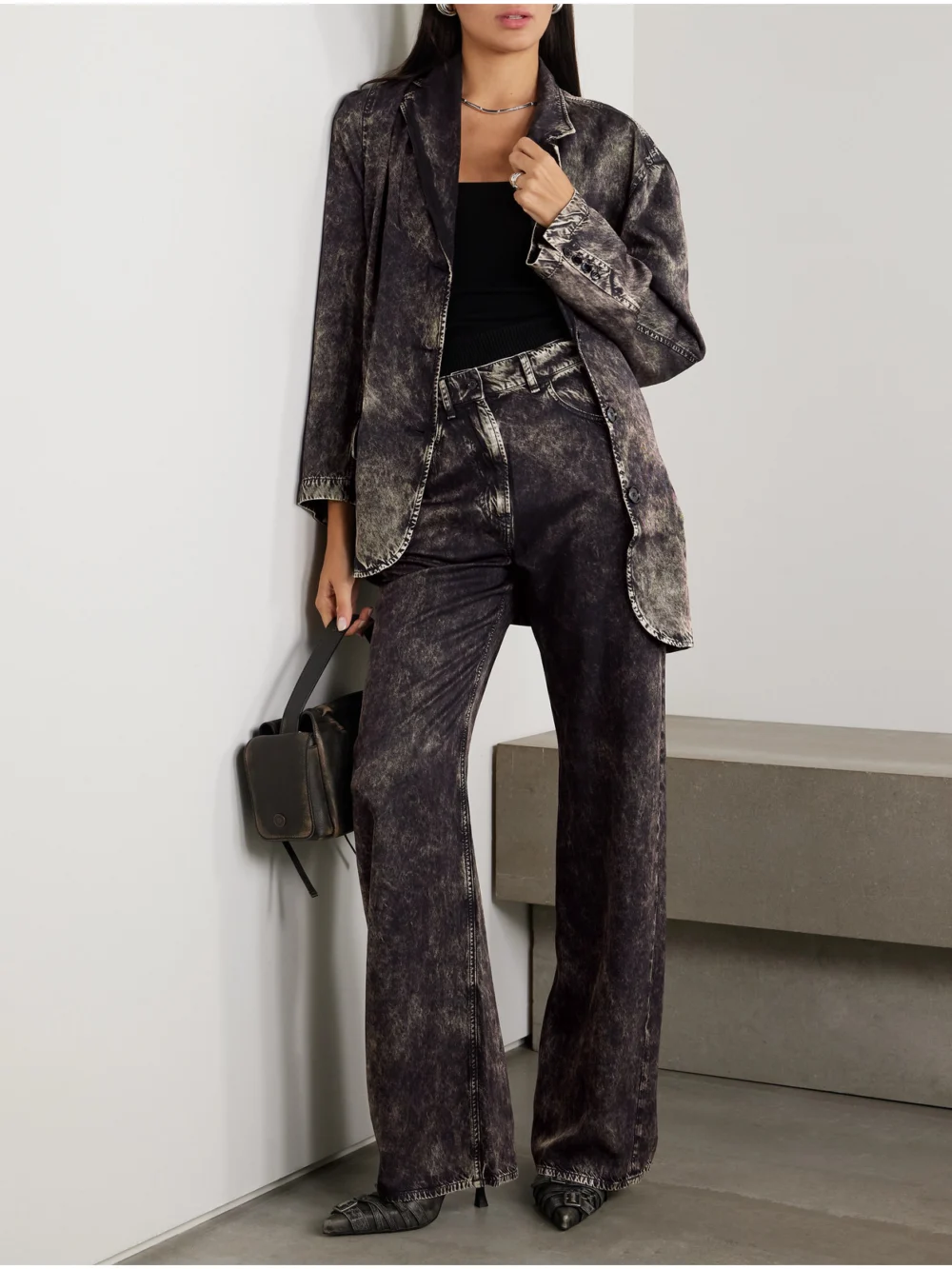 Acne Studios Distressed Twill Blazer, worn by a model