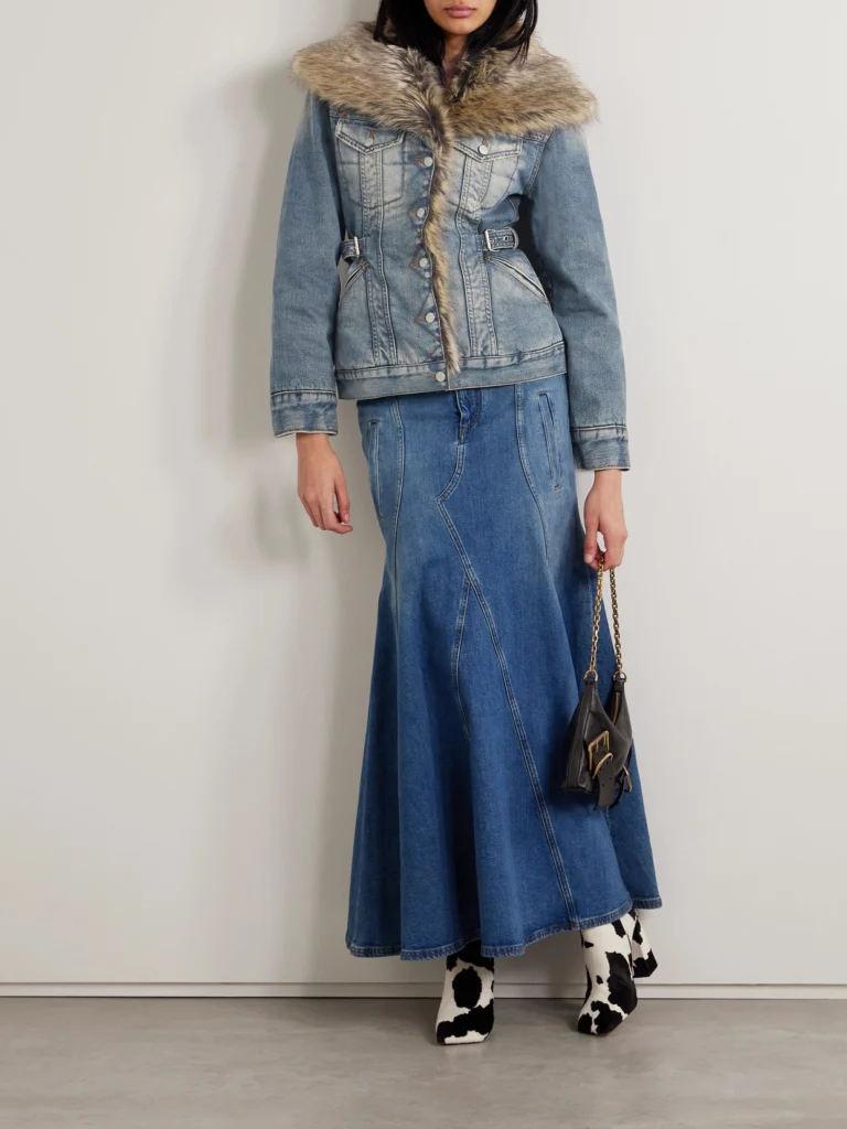 Acne Studios Faux Fur-trimmed Denim Jacket