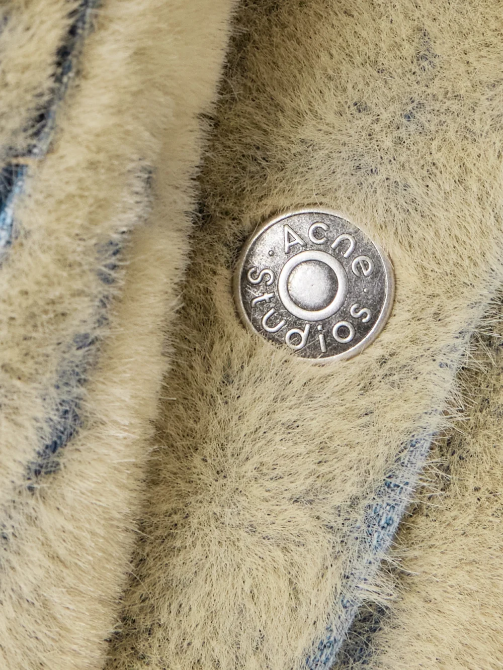 Close-up detail of the Acne Studios Flocked Denim Jacket