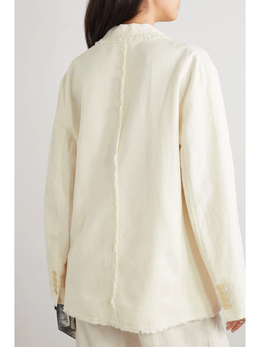 Back view of the Acne Studios Frayed Cotton and Linen-blend Blazer