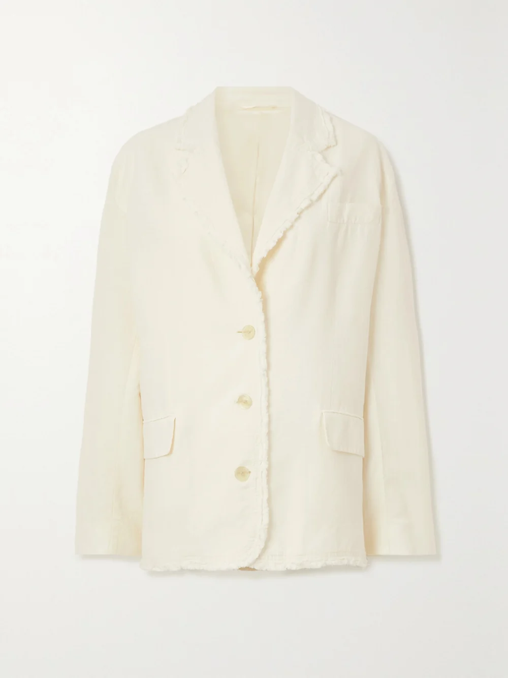 Acne Studios Frayed Cotton and Linen-blend Blazer in off-white