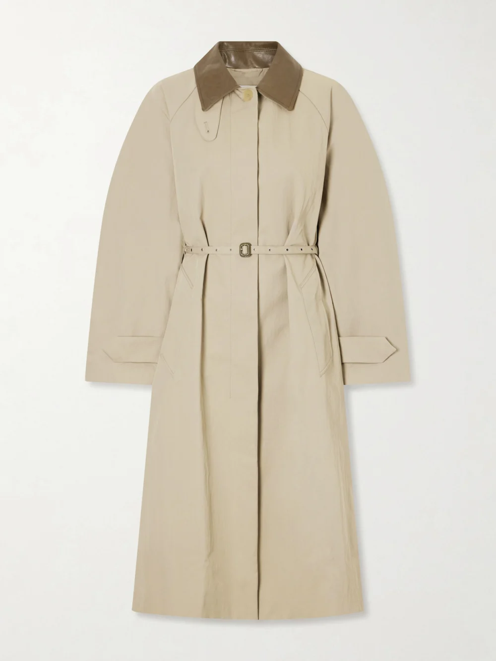 Acne Studios Ofelia Belted Leather-trimmed Cotton-blend Trench Coat in beige