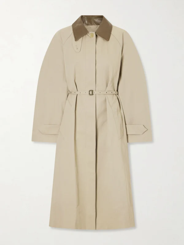 Acne Studios Ofelia Belted Leather-trimmed Cotton-blend Trench Coat