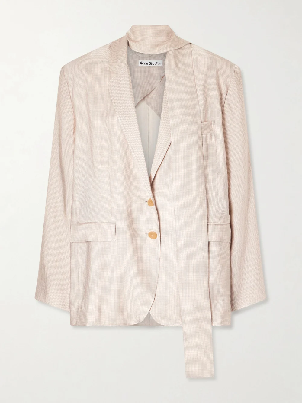 Acne Studios Oversized Scarf-detailed Checked Twill Blazer in beige
