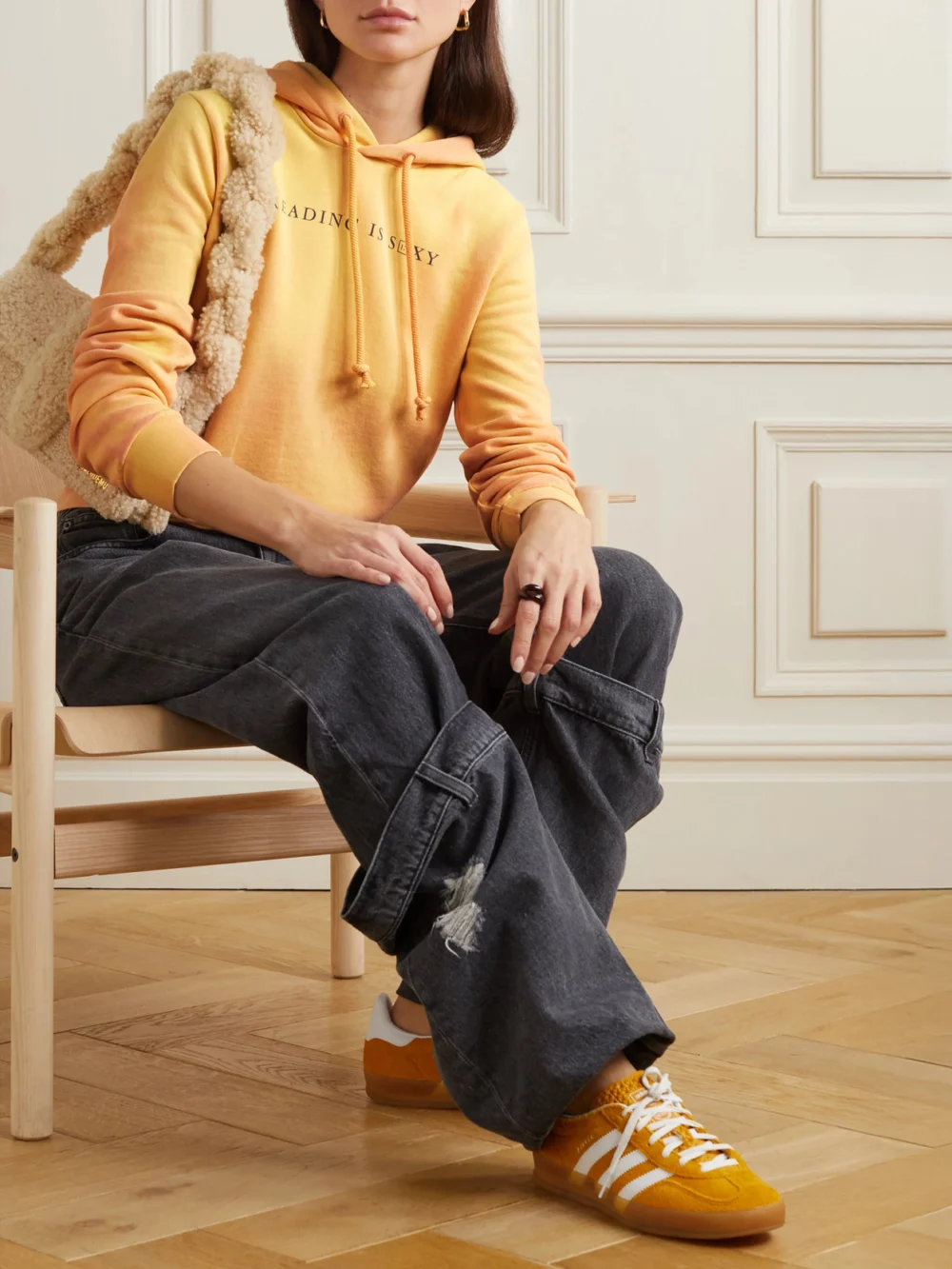 Acne Studios Printed Heat-reactive Organic Cotton-jersey Hoodie, worn by a model