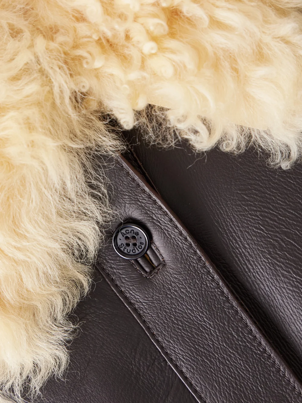 Close-up detail of the Acne Studios Shearling Leather Jacket