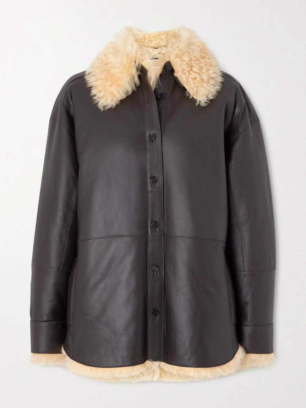 Acne Studios Shearling Leather Jacket in dark brown