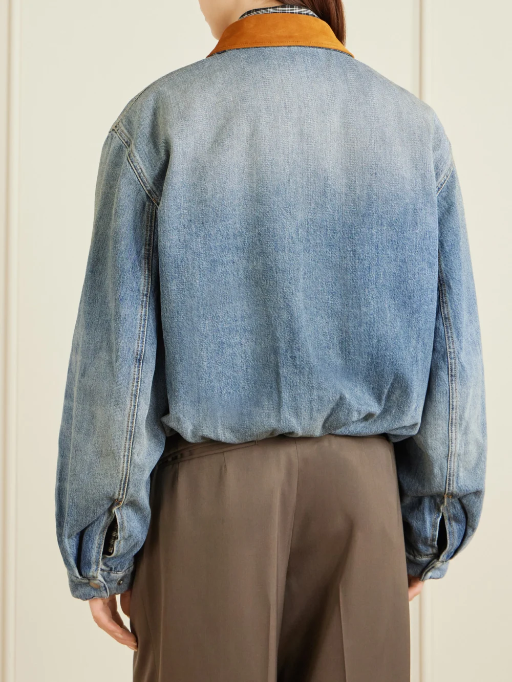 Back view of the Acne Studios Suede-trimmed Denim Jacket
