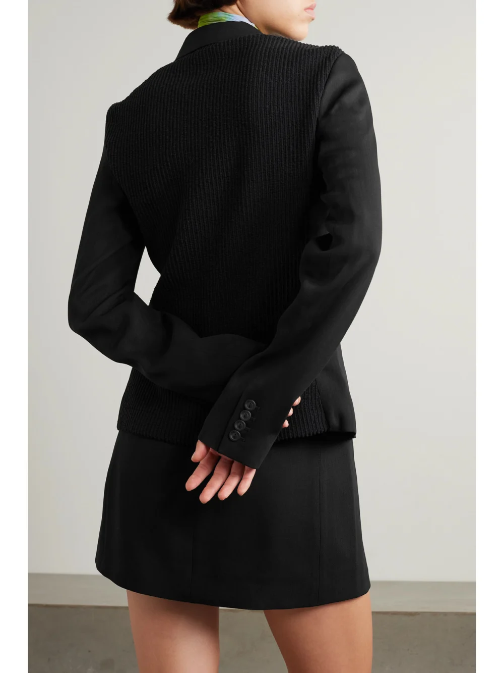Back view of the Acne Studios Wool-blend Crepe and Ribbed-knit Blazer