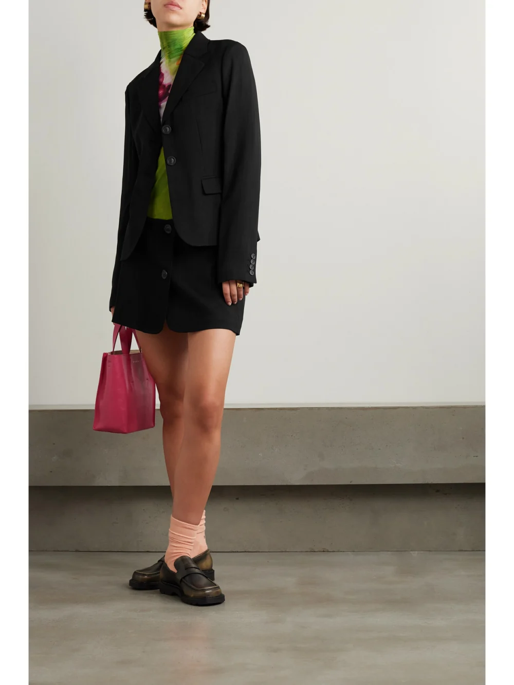 Acne Studios Wool-blend Crepe and Ribbed-knit Blazer, worn by a model