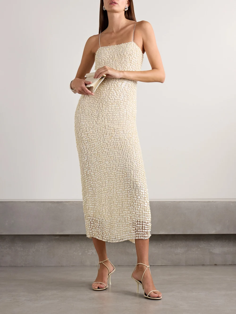 Adam Lippes Brie Embellished Silk-organza Midi Dress, worn by a model