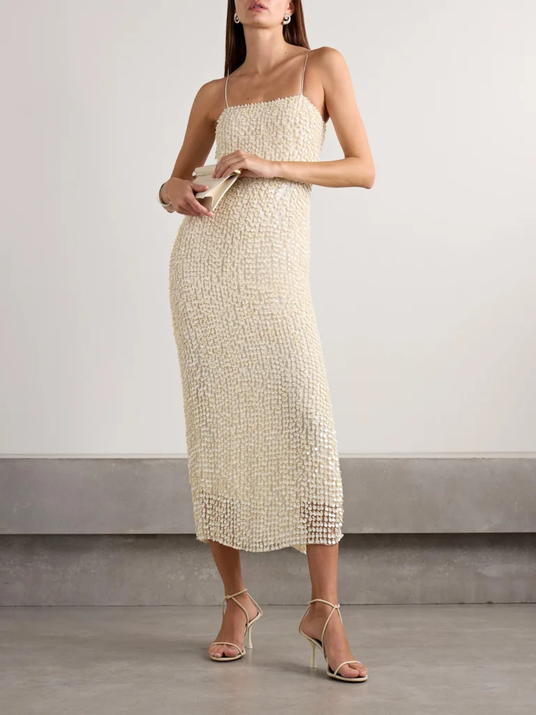 Adam Lippes Brie Embellished Silk-organza Midi Dress