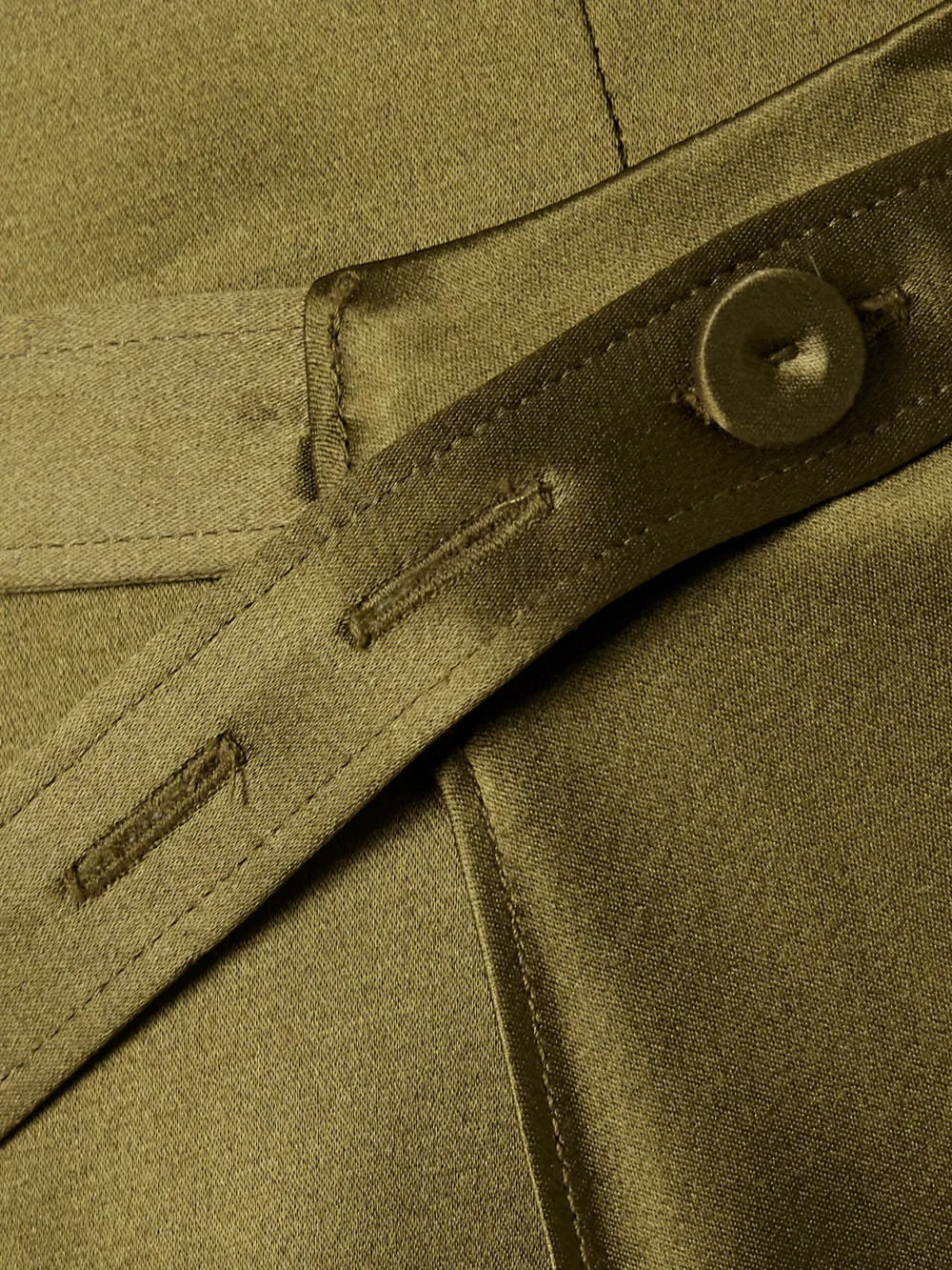 Close-up detail of the Adam Lippes Bruna Wrap-effect Belted Silk-charmeuse Midi Skirt