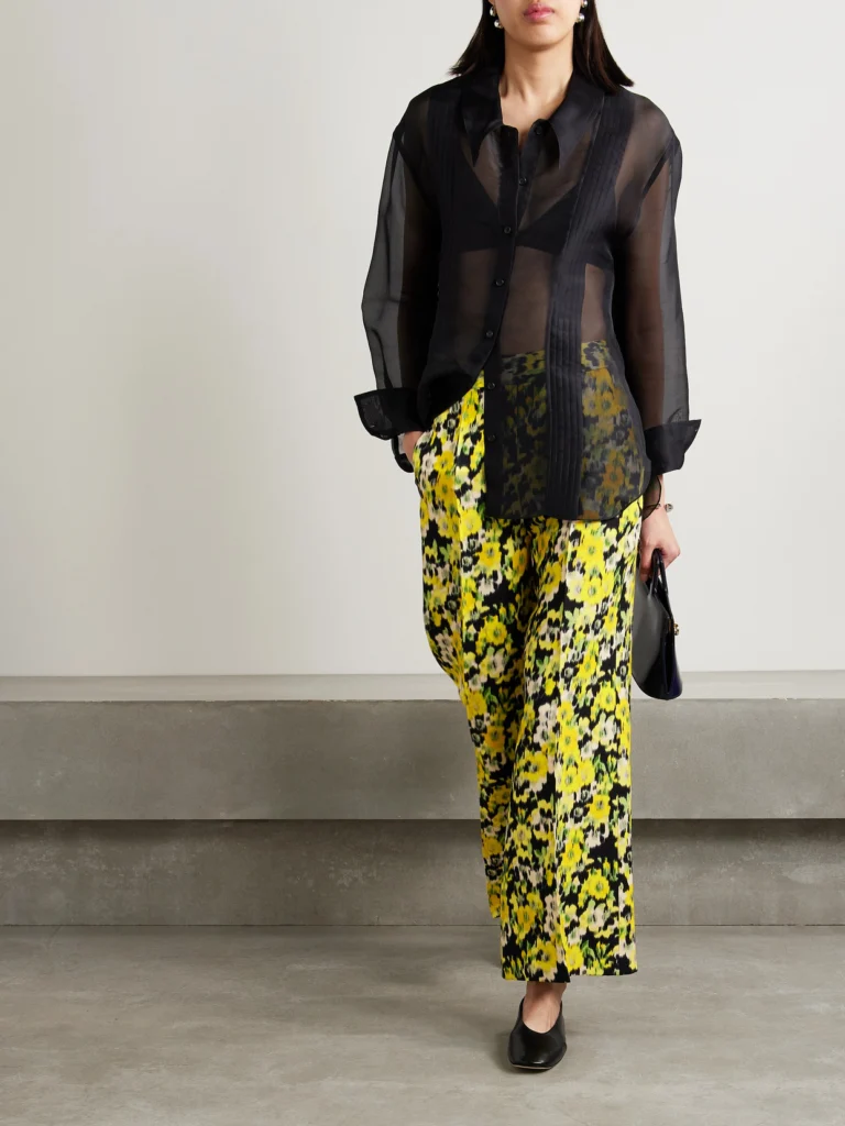 Adam Lippes Cropped Floral-print Wool and Silk-blend Straight-leg Pants