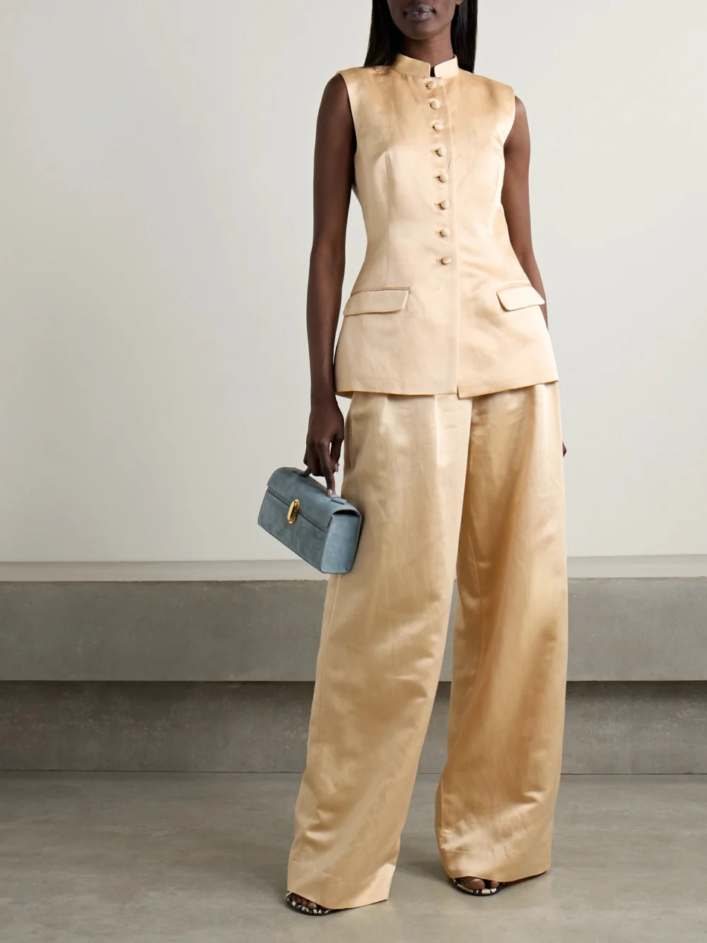 Adam Lippes Duchesse-satin Vest, worn by a model