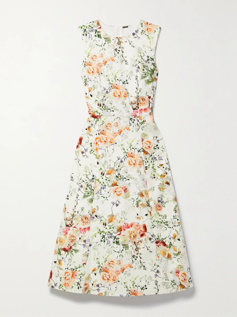 Adam Lippes Eloise Floral-print Cotton-blend Twill Midi Dress in white