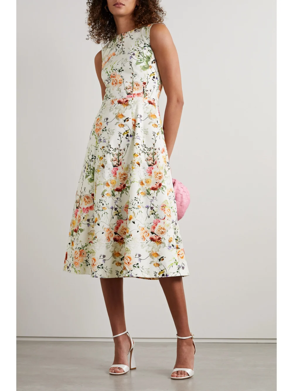Adam Lippes Eloise Floral-print Cotton-blend Twill Midi Dress, worn by a model